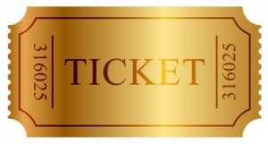 Vector illustration of gold ticket