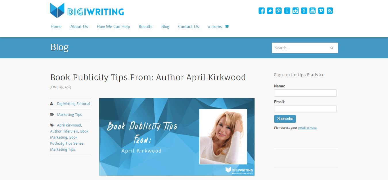 April K Shares Several Book Publicity Tips On DigiWriting.com